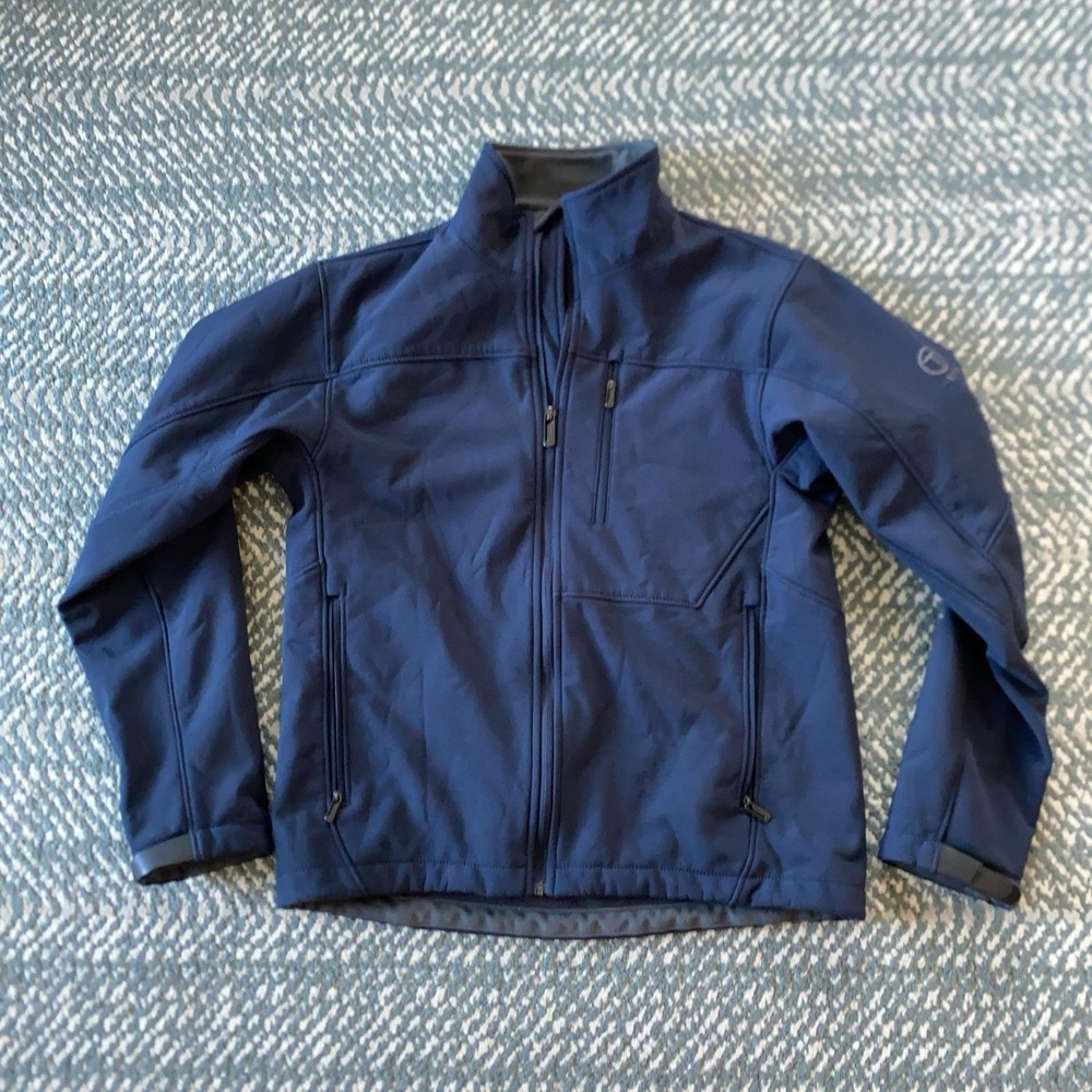 Tumi Jacket Mens Small Blue Softshell Windbreaker Full Zip T Tech Fleece Lined